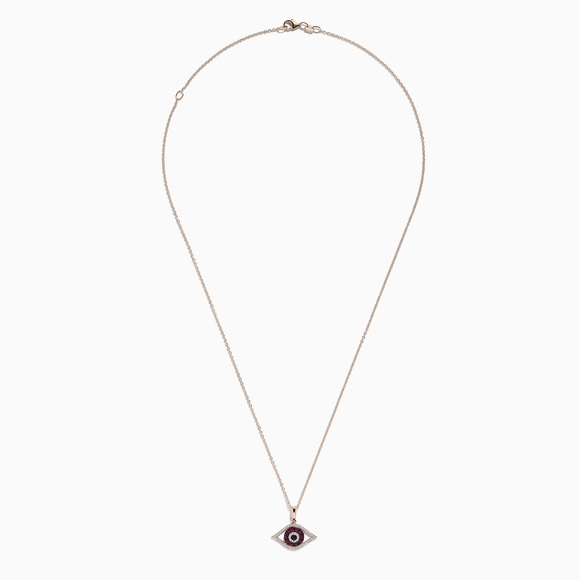 $1,495 EFFY Ruby Evil Eye Rose Gold Necklace NEW - Picture 6 of 8